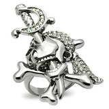 Ruthenium White Metal Ring with Top Grade Crystal  in Clear