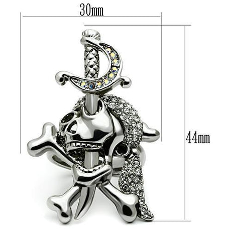Ruthenium White Metal Ring with Top Grade Crystal  in Clear