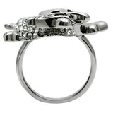 Ruthenium White Metal Ring with Top Grade Crystal  in Clear