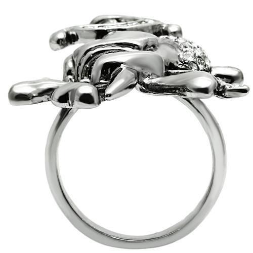 Ruthenium White Metal Ring with Top Grade Crystal  in Clear