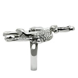 Ruthenium White Metal Ring with Top Grade Crystal  in Clear
