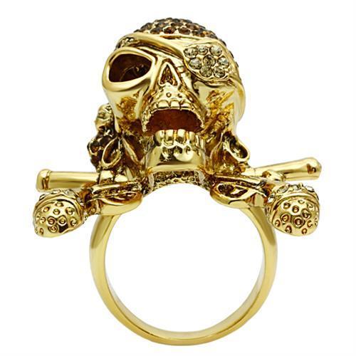 Gold White Metal Ring with Top Grade Crystal  in Smoked Quartz