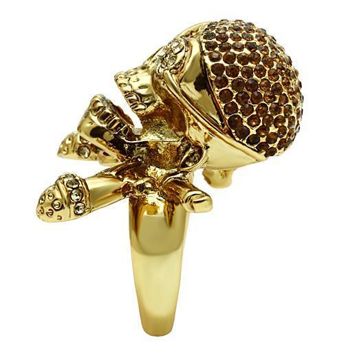 Gold White Metal Ring with Top Grade Crystal  in Smoked Quartz