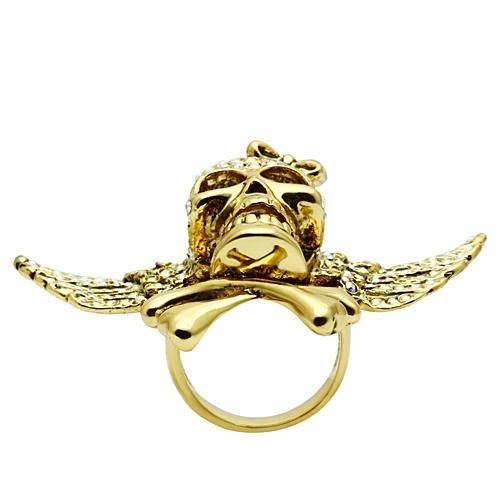 Gold White Metal Ring with Top Grade Crystal  in Aurora Borealis (Rainbow Effect)