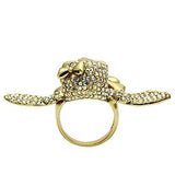 Gold White Metal Ring with Top Grade Crystal  in Aurora Borealis (Rainbow Effect)