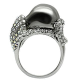 Rhodium + Ruthenium White Metal Ring with Top Grade Crystal  in Aurora Borealis (Rainbow Effect)