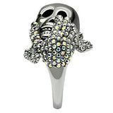 Rhodium + Ruthenium White Metal Ring with Top Grade Crystal  in Aurora Borealis (Rainbow Effect)