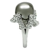 Rhodium + Ruthenium White Metal Ring with Top Grade Crystal  in Aurora Borealis (Rainbow Effect)