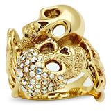 Gold White Metal Ring with Top Grade Crystal  in Aurora Borealis (Rainbow Effect)