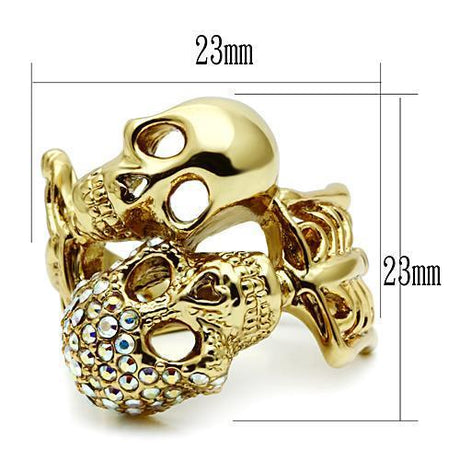 Gold White Metal Ring with Top Grade Crystal  in Aurora Borealis (Rainbow Effect)