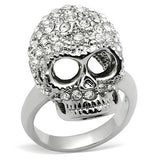Rhodium White Metal Ring with Top Grade Crystal  in Clear