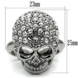 Rhodium White Metal Ring with Top Grade Crystal  in Clear