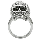 Rhodium White Metal Ring with Top Grade Crystal  in Clear