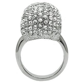 Rhodium White Metal Ring with Top Grade Crystal  in Clear