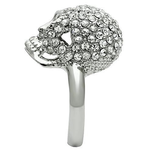 Rhodium White Metal Ring with Top Grade Crystal  in Clear