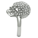 Rhodium White Metal Ring with Top Grade Crystal  in Clear