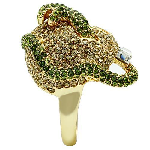 Gold White Metal Ring with Top Grade Crystal  in Multi Color