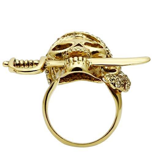 Gold White Metal Ring with Top Grade Crystal  in Citrine Yellow