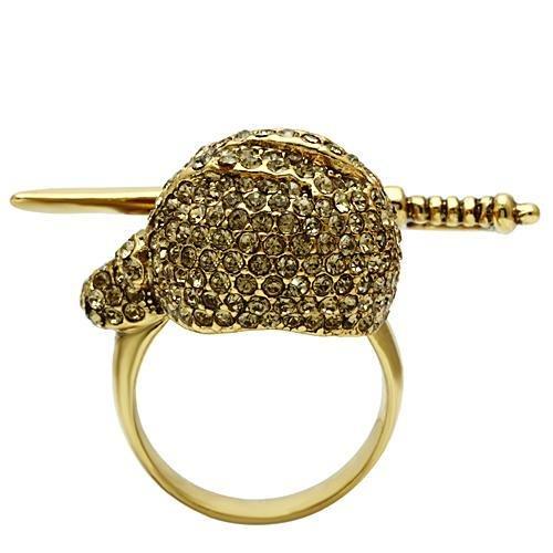 Gold White Metal Ring with Top Grade Crystal  in Citrine Yellow