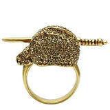 Gold White Metal Ring with Top Grade Crystal  in Citrine Yellow