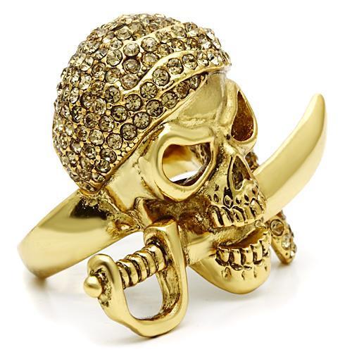 Gold White Metal Ring with Top Grade Crystal  in Citrine Yellow