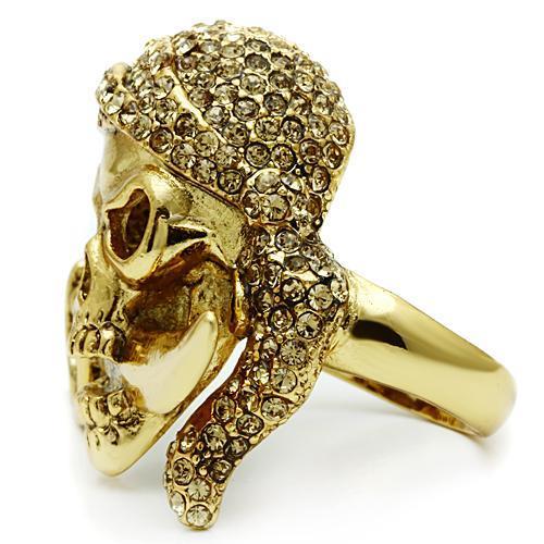 Gold White Metal Ring with Top Grade Crystal  in Citrine Yellow
