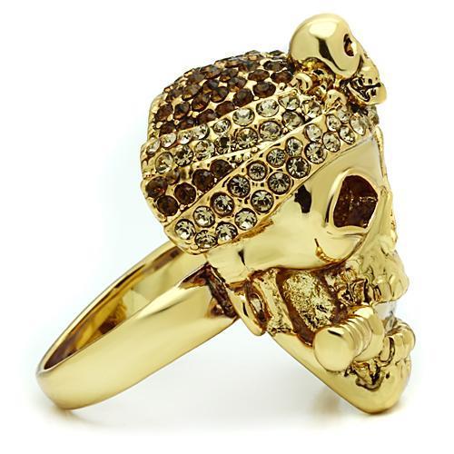 Gold White Metal Ring with Top Grade Crystal  in Smoked Quartz
