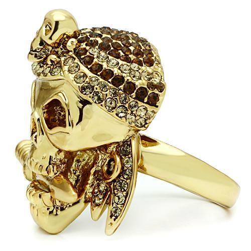 Gold White Metal Ring with Top Grade Crystal  in Smoked Quartz