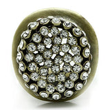 Antique Copper White Metal Ring with Top Grade Crystal  in Clear