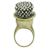 Antique Copper White Metal Ring with Top Grade Crystal  in Clear
