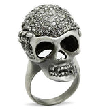 Antique Silver White Metal Ring with Top Grade Crystal  in Black Diamond