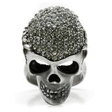 Antique Silver White Metal Ring with Top Grade Crystal  in Black Diamond
