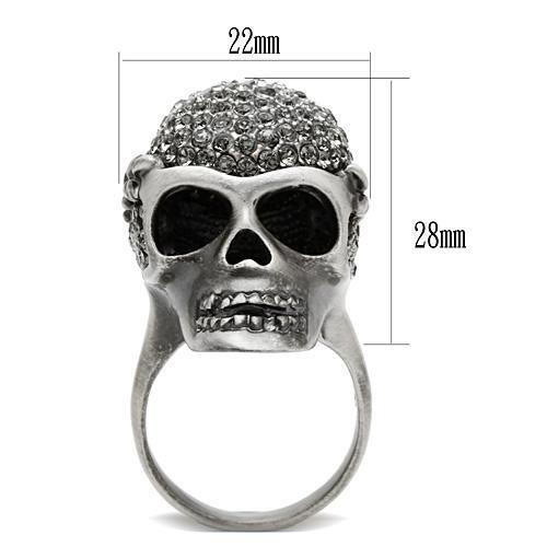 Antique Silver White Metal Ring with Top Grade Crystal  in Black Diamond