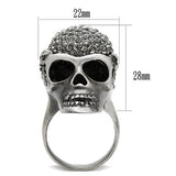 Antique Silver White Metal Ring with Top Grade Crystal  in Black Diamond