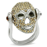 Rhodium White Metal Ring with Top Grade Crystal  in Citrine Yellow