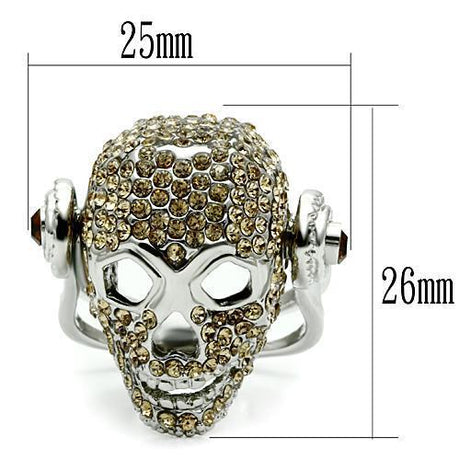 Rhodium White Metal Ring with Top Grade Crystal  in Citrine Yellow