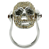 Rhodium White Metal Ring with Top Grade Crystal  in Citrine Yellow
