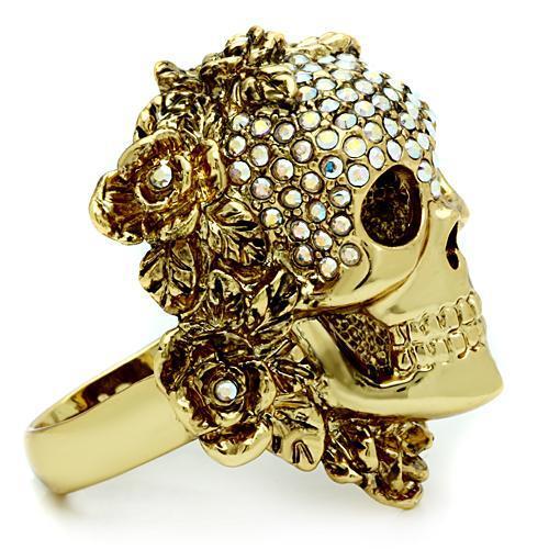 Gold White Metal Ring with Top Grade Crystal  in Aurora Borealis (Rainbow Effect)