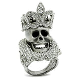Matte Rhodium & Rhodium White Metal Ring with Top Grade Crystal  in Clear