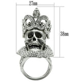 Matte Rhodium & Rhodium White Metal Ring with Top Grade Crystal  in Clear