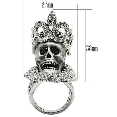 Matte Rhodium & Rhodium White Metal Ring with Top Grade Crystal  in Clear