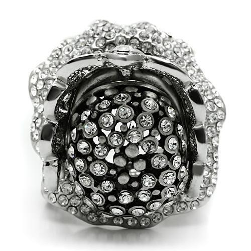Matte Rhodium & Rhodium White Metal Ring with Top Grade Crystal  in Clear