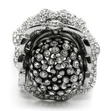 Matte Rhodium & Rhodium White Metal Ring with Top Grade Crystal  in Clear