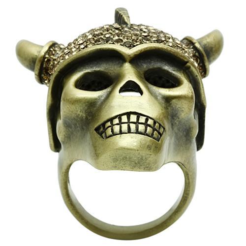 Antique Copper White Metal Ring with Top Grade Crystal  in Citrine Yellow