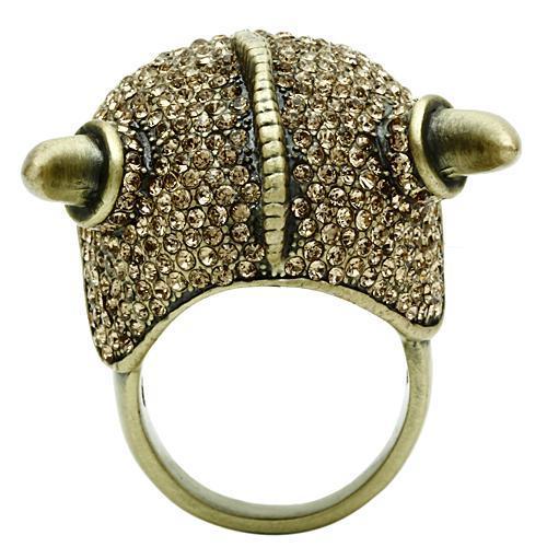 Antique Copper White Metal Ring with Top Grade Crystal  in Citrine Yellow