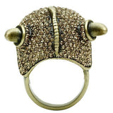 Antique Copper White Metal Ring with Top Grade Crystal  in Citrine Yellow