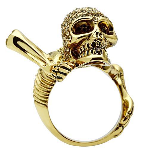 Gold White Metal Ring with Top Grade Crystal  in Citrine Yellow