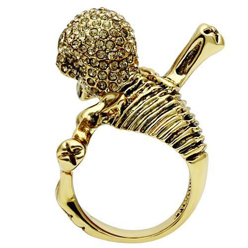Gold White Metal Ring with Top Grade Crystal  in Citrine Yellow