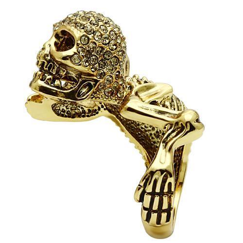 Gold White Metal Ring with Top Grade Crystal  in Citrine Yellow