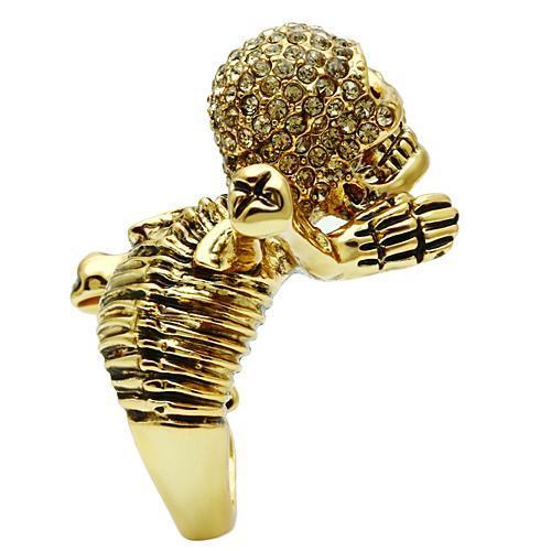 Gold White Metal Ring with Top Grade Crystal  in Citrine Yellow